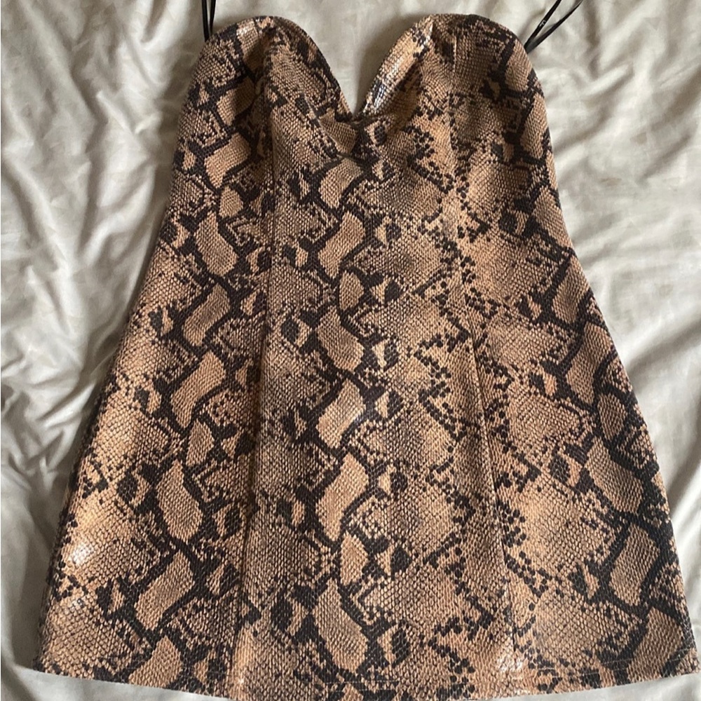 Lulu's Brown Snake Print Mini Dress